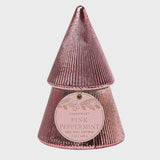 7oz Pink Ribbed Mercury Stacked Tree Candle w Lid - Pink Peppermint