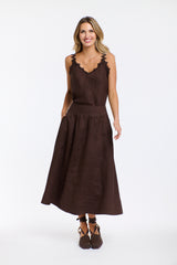 Marion Linen Skirt - Chocolate