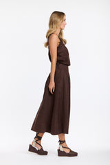 Marion Linen Skirt - Chocolate