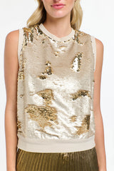 Sequins Tank - Pearl/Gold