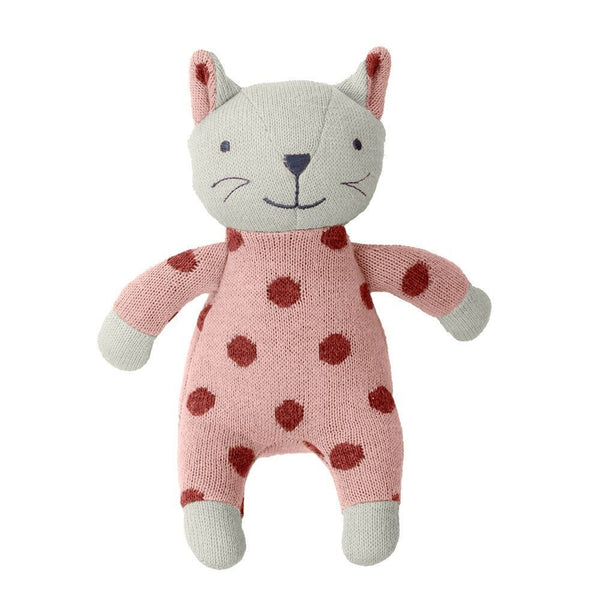 Kitty Spot Knit Rattle Toy - Pink