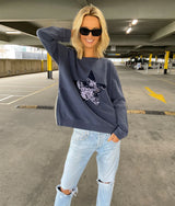 Crew Neck Sweater – Navy with navy sequin star