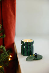 Cabana 6.5oz Green/Navy Striped Cabana w Lid - Balsam Fir