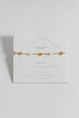 Flower Pearl Hammered Disc Bracelet Gold Plated