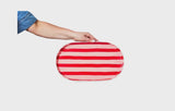 Oval Ceramic Platter | Pink & Red Stripe