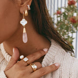 Rose Quartz Huggies