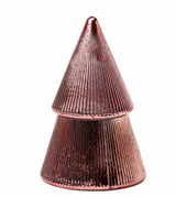 Holiday 7oz Red Ribbed Mercury Stacked. Tree Candle w Lid - Winter Berry