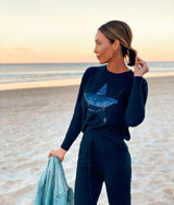 Crew Neck Sweater – Navy with navy sequin star