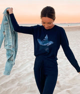 Crew Neck Sweater – Navy with navy sequin star