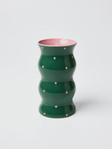 Palma Vase Green Pink Dotty