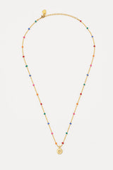 CZ Pendant Rainbow Beaded Necklace