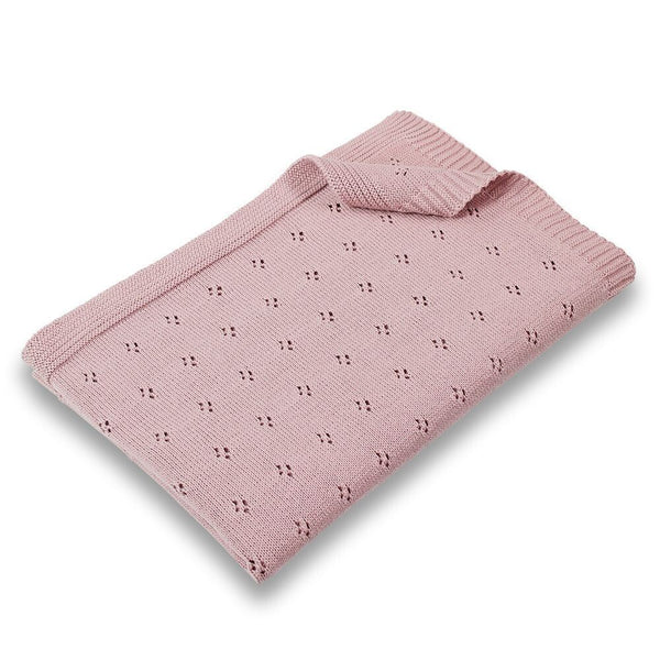 Pointelle Cotton Knit Blanket - Musk