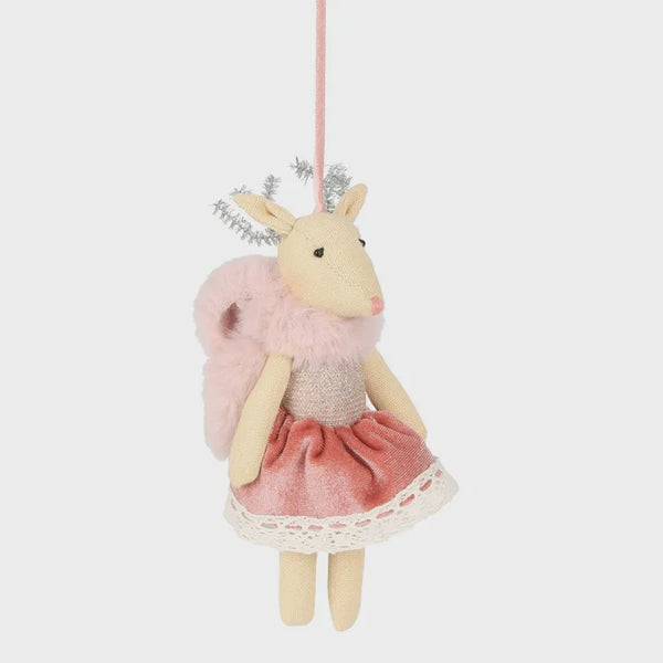Balmay Small Velvet Hanging Deer Ornament Pink