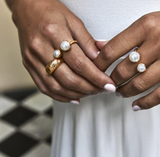 Double Pearl Ring Gold