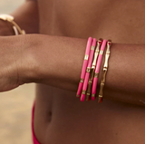 Hot Pink Enamel Deco Cuff