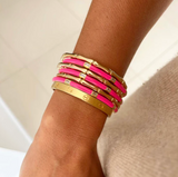 Hot Pink Enamel Deco Cuff