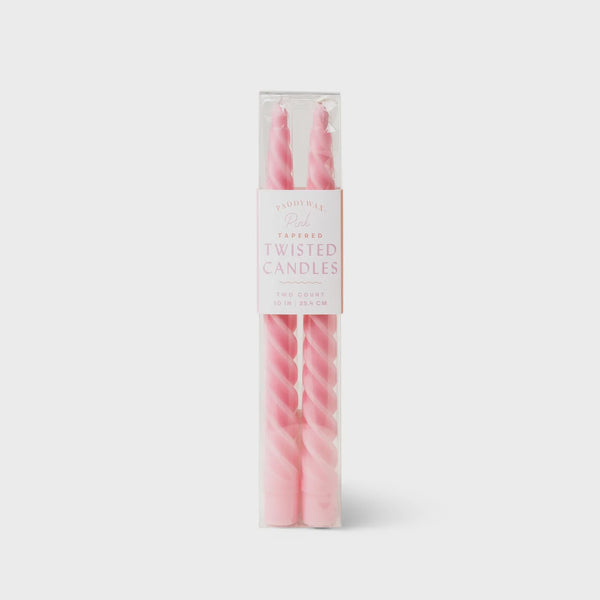 Twisted Taper 10" Tall Boxed Candles 2PK - Blush