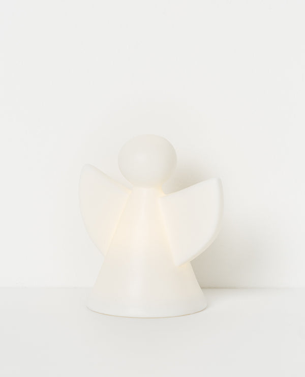 Capella LED porcelain angel white - lge H8cm