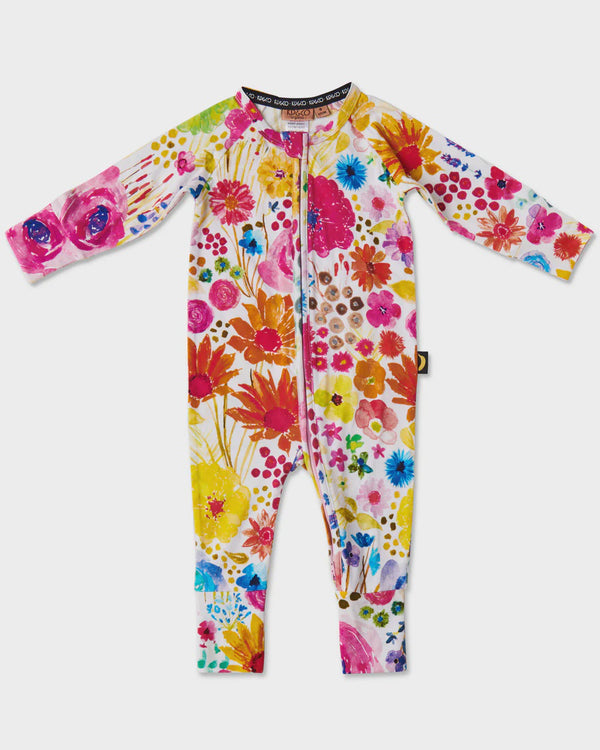 Field of Dreams In colour Organic Cotton Long Sleeve Romper