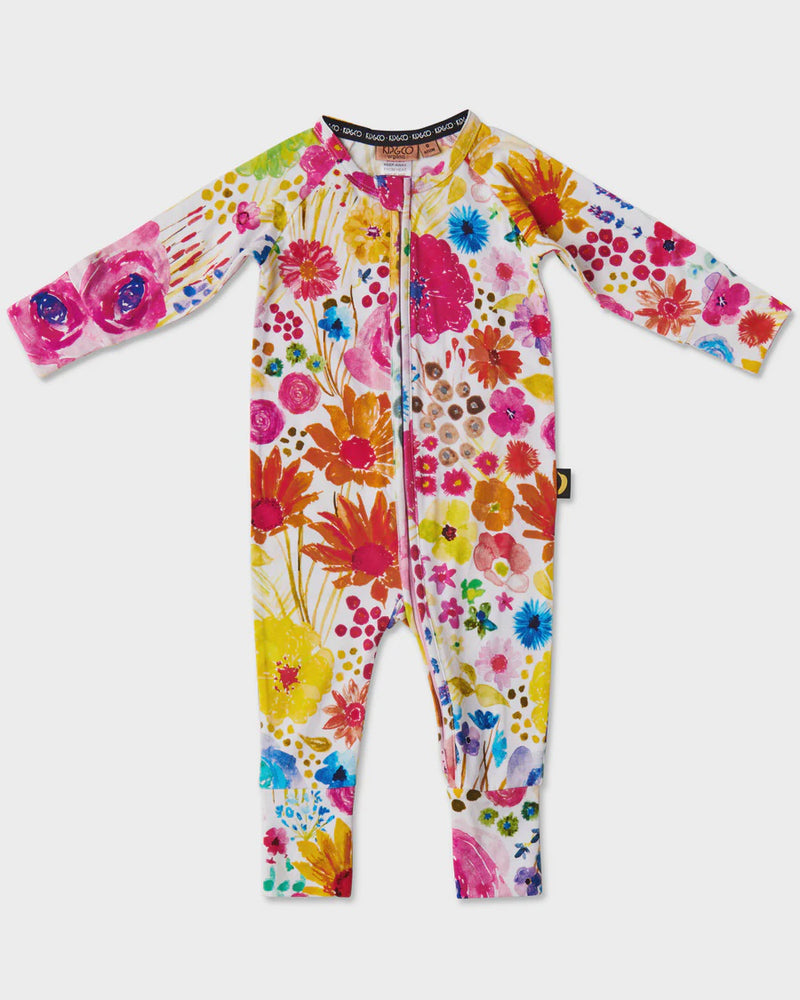 Field of Dreams In colour Organic Cotton Long Sleeve Romper