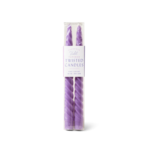 Twisted Taper 10" Tall Boxed Candles 2PK - Lavender