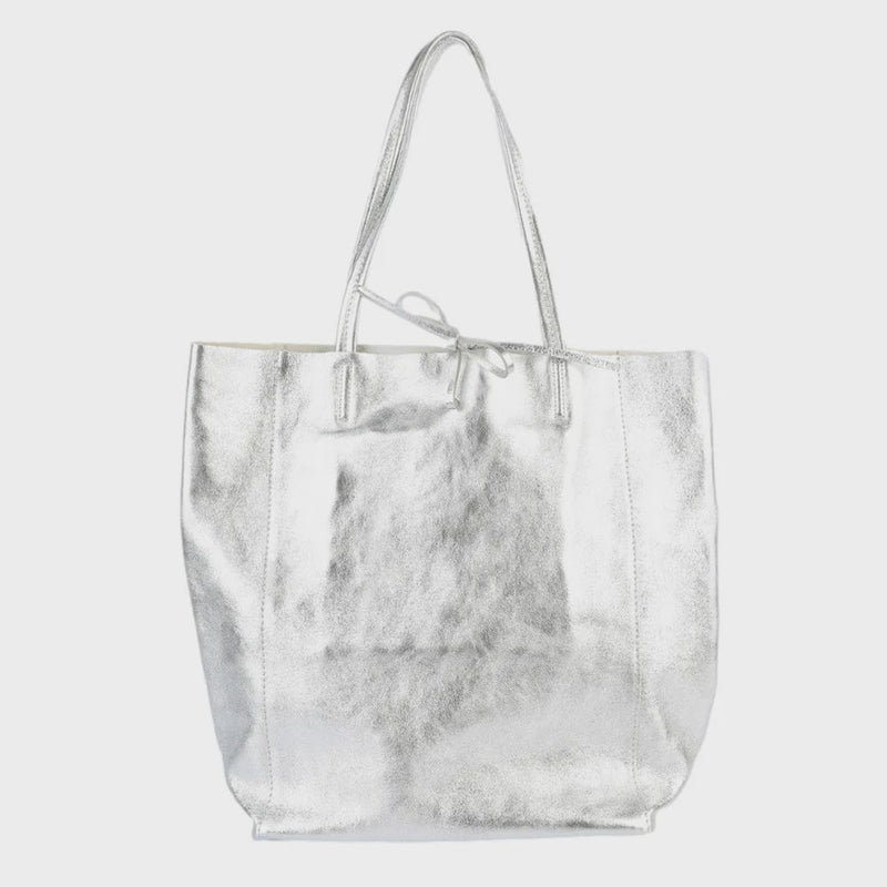 Large Tote Metallic Silver