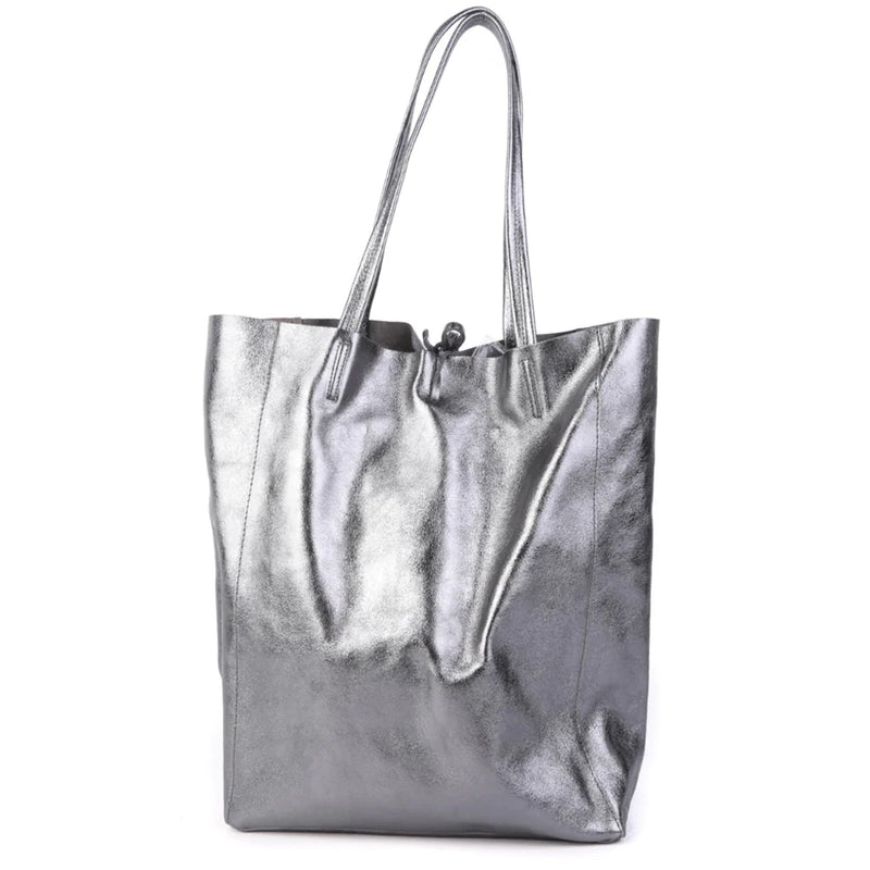 Large Tote Metallic Grey