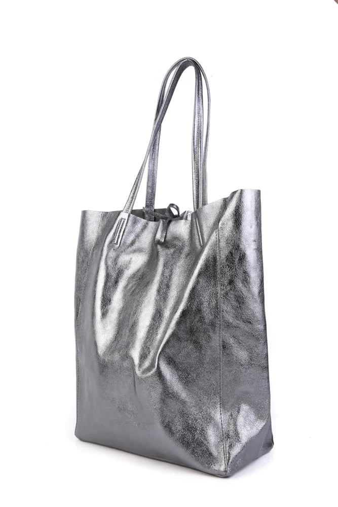 Large Tote Metallic Grey