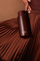 Ceramic Reusable Bottle with Straw Lid 1L - Chocolate