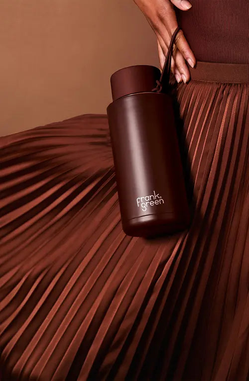 Ceramic Reusable Bottle with Straw Lid 1L - Chocolate