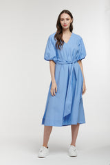 Bianca Puff Sleeve Dress - Iris Blue