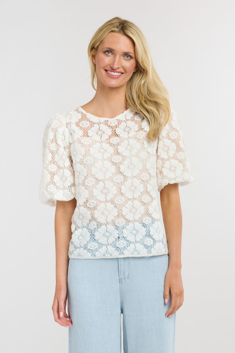 Ivy Embroidered Top - White Floral