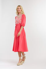 Luna Embroidered Dress - Melon