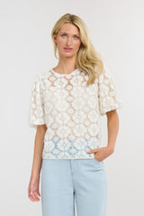 Ivy Embroidered Top - White Floral