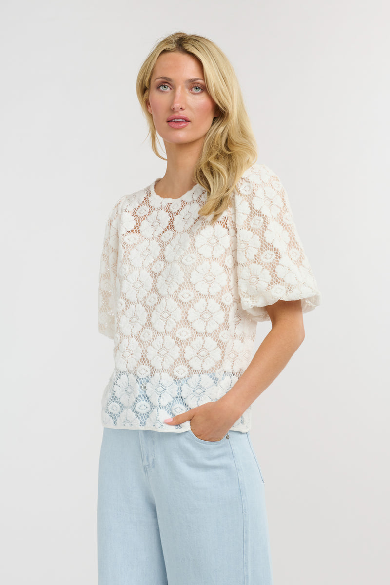 Ivy Embroidered Top - White Floral