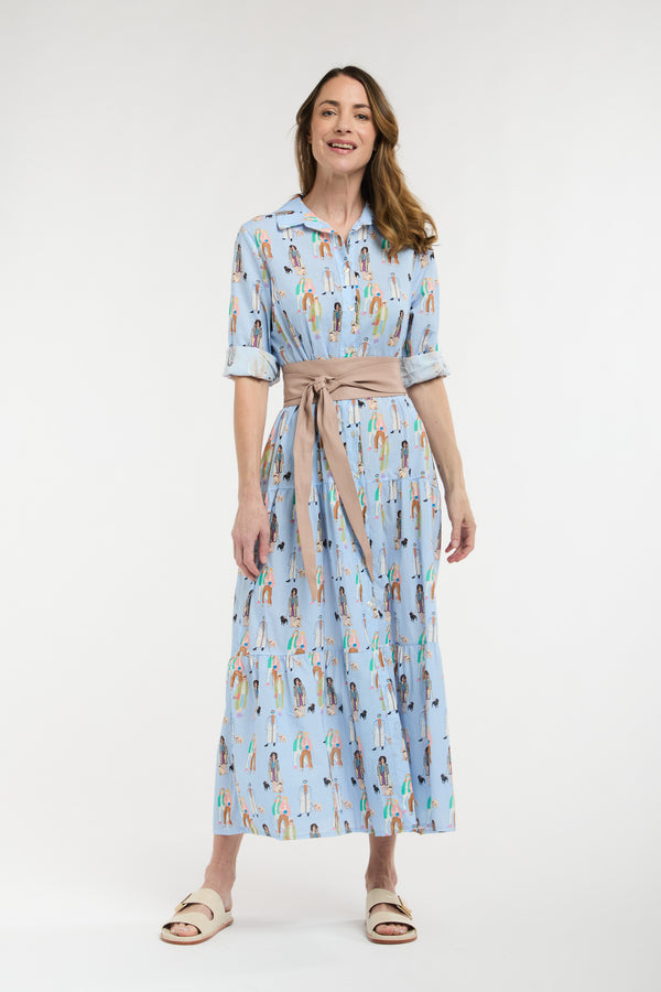 Ladies Who Lunch Dress - People Print Blue