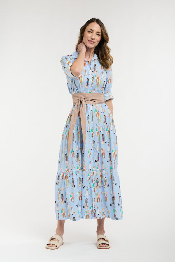 Ladies Who Lunch Dress - People Print Blue