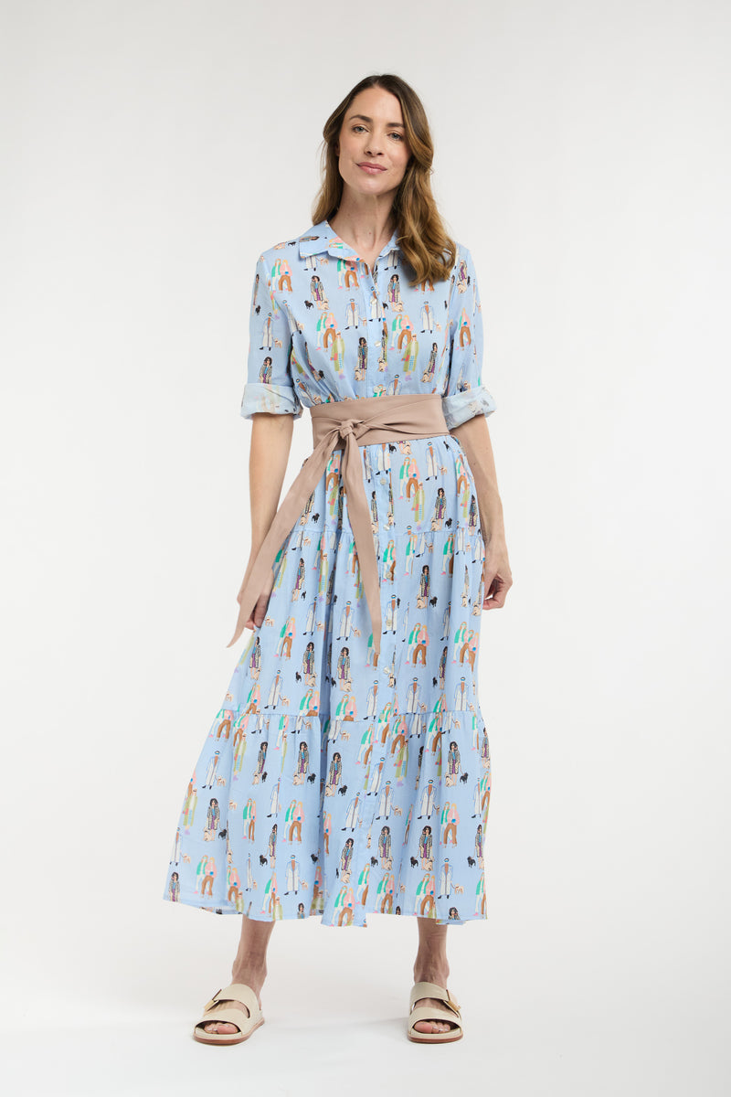 Ladies Who Lunch Dress - People Print Blue