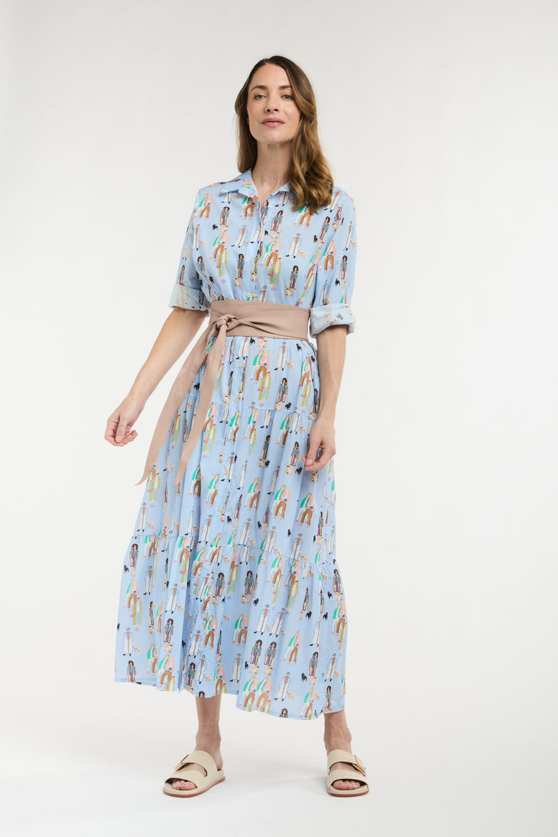 Ladies Who Lunch Dress - People Print Blue