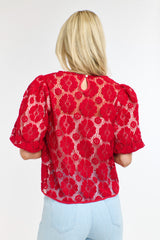 Ivy Embroidered Top - Red Floral