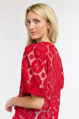 Ivy Embroidered Top - Red Floral