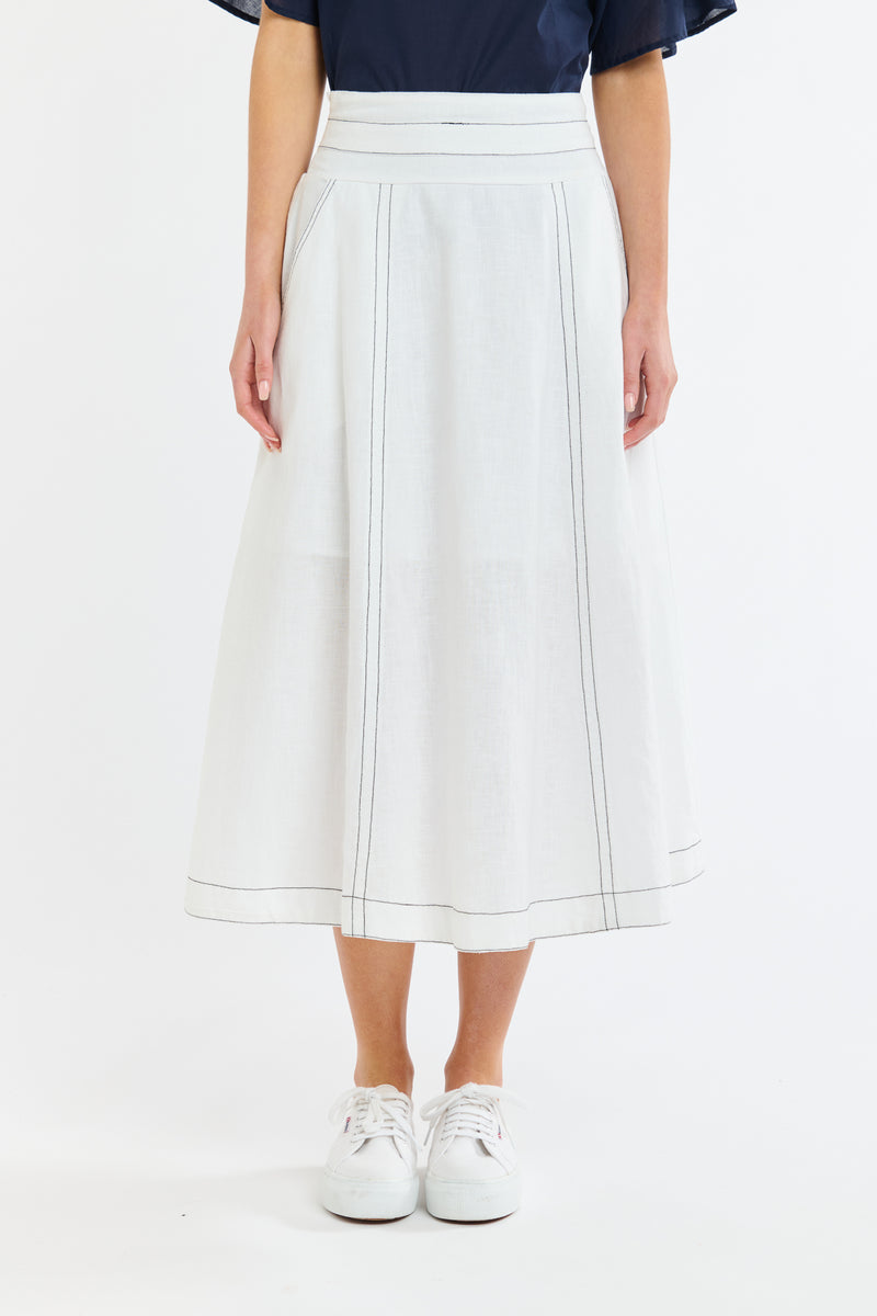 Dakota Denim Skirt - White