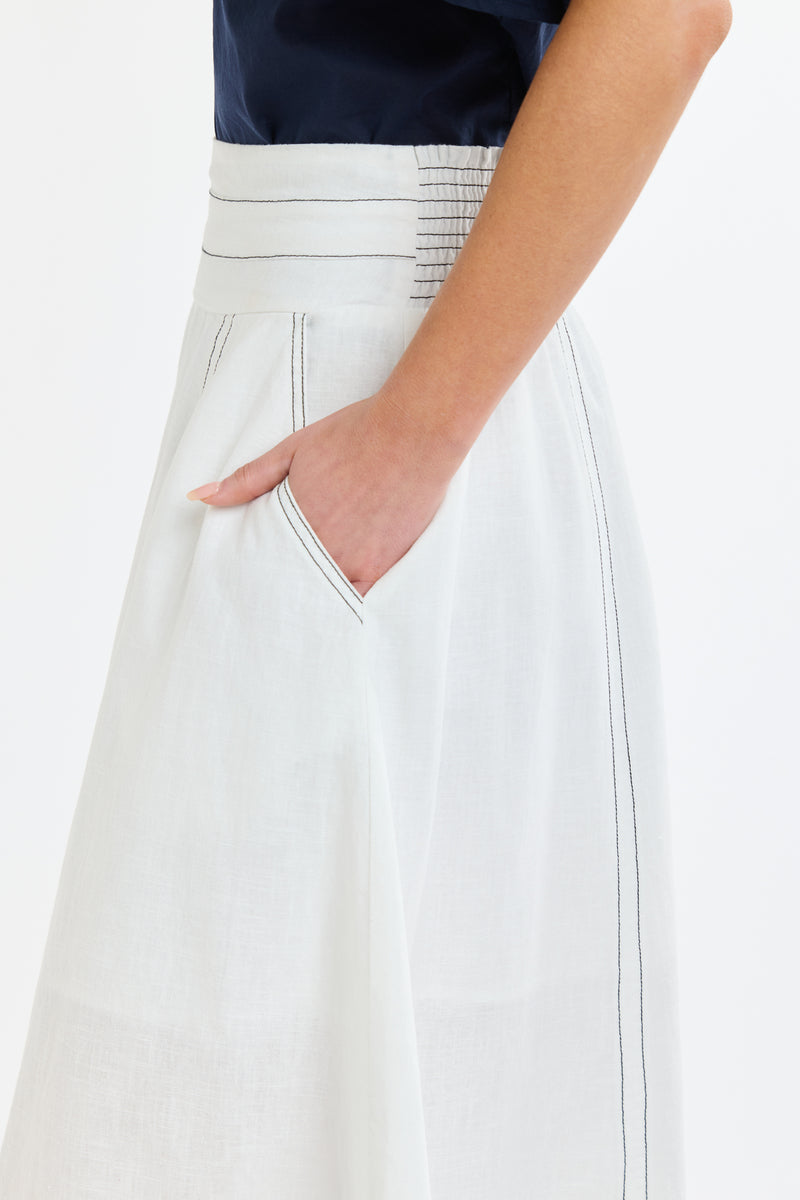 Dakota Denim Skirt - White