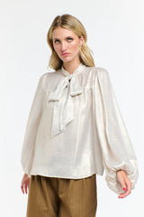 Summer Pussy Bow Top - Champagne