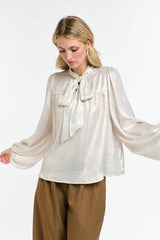 Summer Pussy Bow Top - Champagne