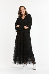 Tulle Long Skirt - Black