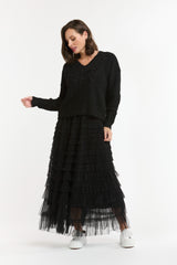 Tulle Long Skirt - Black