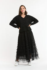 Tulle Long Skirt - Black