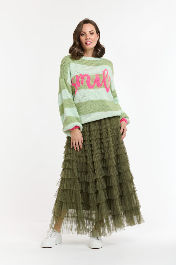 Tulle Long Skirt - Military