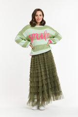 Tulle Long Skirt - Military